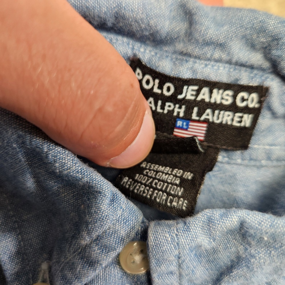 Vintage Polo Ralph Lauren Jeans Shirt Baby Infant 18-24 Months Chambray Denim - Picture 7 of 8